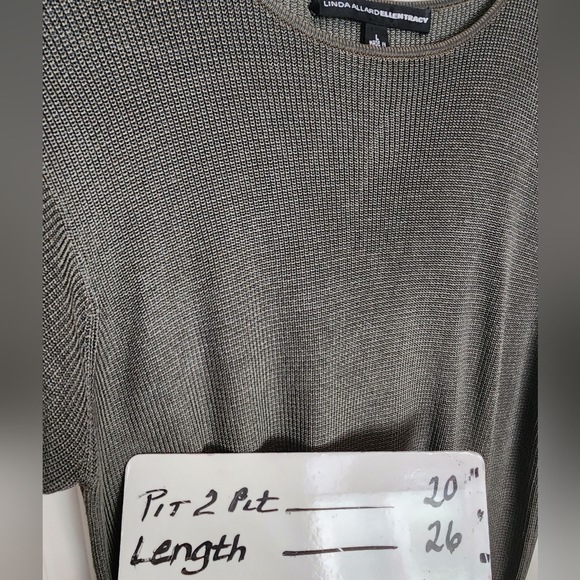 Linda Allard For Ellen Tracy Green Silk Knit Short Sleeve Top Large - Picture 6 of 6
